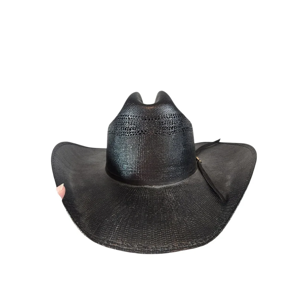 Justin Cowboy Hat Mens 7 1/4 Black 10X Straw Vented Western Milano Hat Co